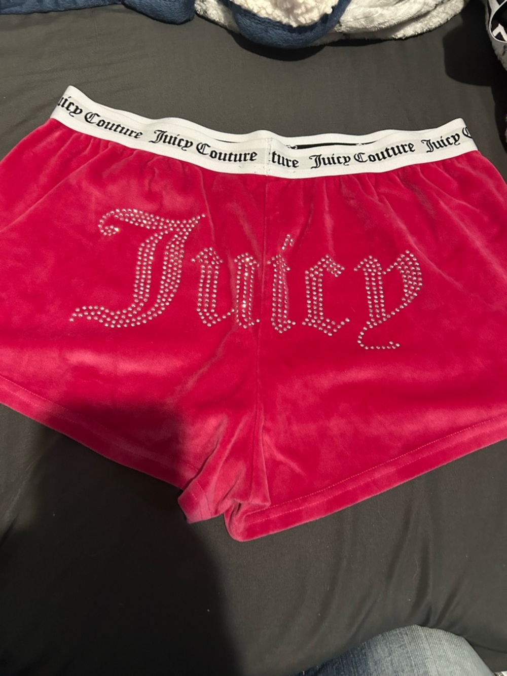 Juicy Couture Pink Velour Crystal Logo Athletic Shorts